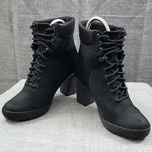 Timberland Camdale black Nubuck suede Chunky heeled lace-up boot women's 6.5
